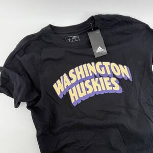 Adidas Washington Huskies Black T Shirt Youth Large YLG Short Sleeve